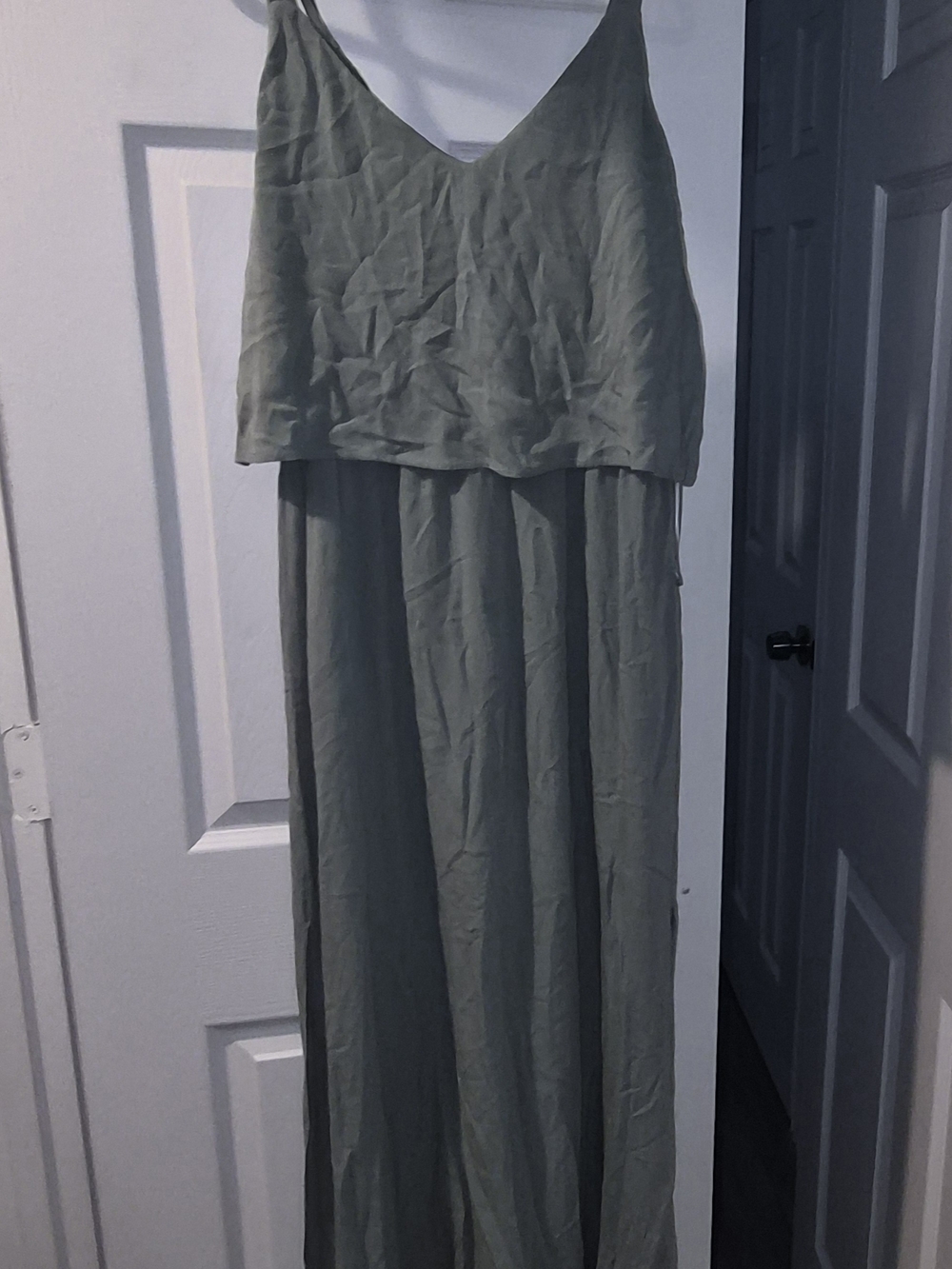 Zara Sage Green V-Neck Overlay Maxi Dress